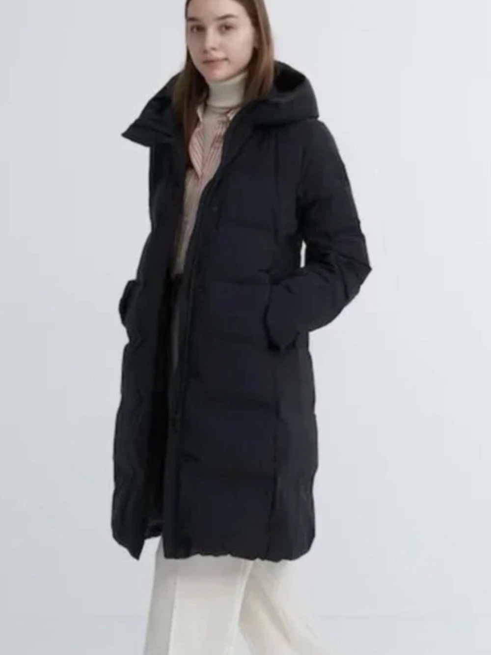 UNIQLO Seamless Down Long Coat Japan Dark Navy Blue Women’s Size XL